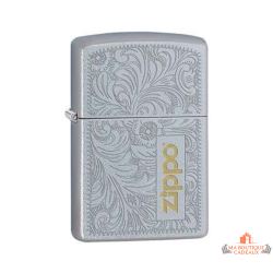 Briquet Zippo argent satiné gravure florale élégant coupe vent garanti à vie