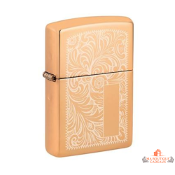 Briquet Zippo Venetian laiton poli gravure florale plaque à graver personnalisé