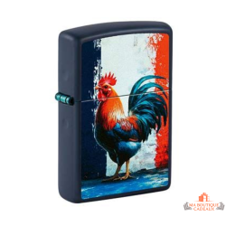 Briquet Zippo bleu marine mat coq tricolore design français garanti à vie