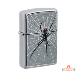 Briquet Zippo argent brossé araignée toile design original garanti à vie