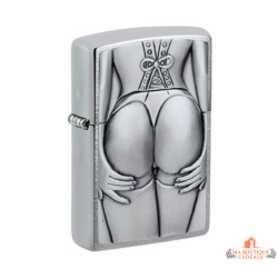 Briquet Zippo chrome brossé pin up relief design original garanti à vie