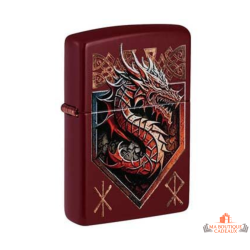 Briquet Zippo dragon bordeaux satiné design fantasy original garanti à vie