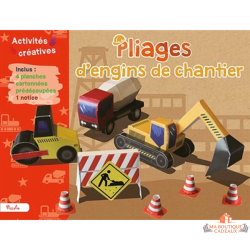 Pliage engins chantier enfant activité créative carton