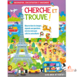 Livre enfant cherche et trouve autocollants jeu observation tour du monde