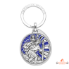 Porte-clés Saint Christophe zamak bleu vitrail fabrication française