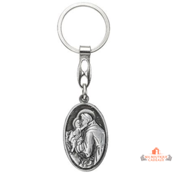 Porte-clés Saint Christophe ovale zamak médaille classique argentée