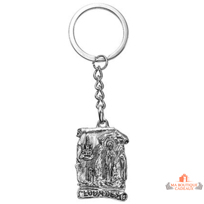 Porte-clés Lourdes zamak souvenir religieux argenté