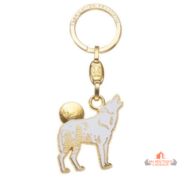 Porte-clés loup blanc doré zamak design nature fabrication française