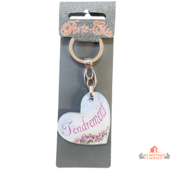 porte clés coeur tendrement 4 cm cadeau pas cher original