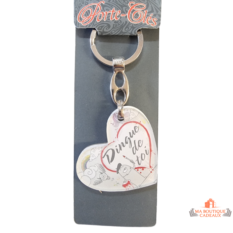 porte clés coeur dingue de toi 4 cm cadeau amoureux pas cher