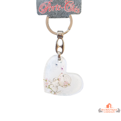 porte clés coeur chaton fleurs 4 cm cadeau mignon pas cher