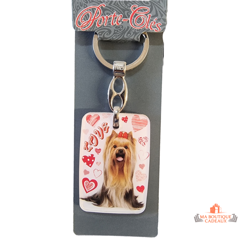 porte clés love chien rectangle 5 cm cadeau animaux original