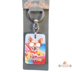 porte clés chien happy coloré 5 cm cadeau fun animal