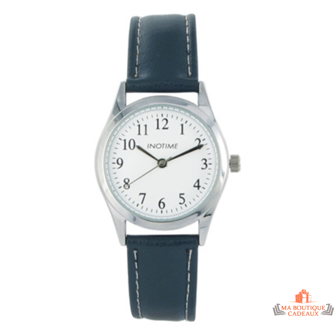 Montre Vintage Femme INOTIME - Mouvement Japon - Boîtier Acier Ovale 23 Mm - Bracelet Silicone Noir
